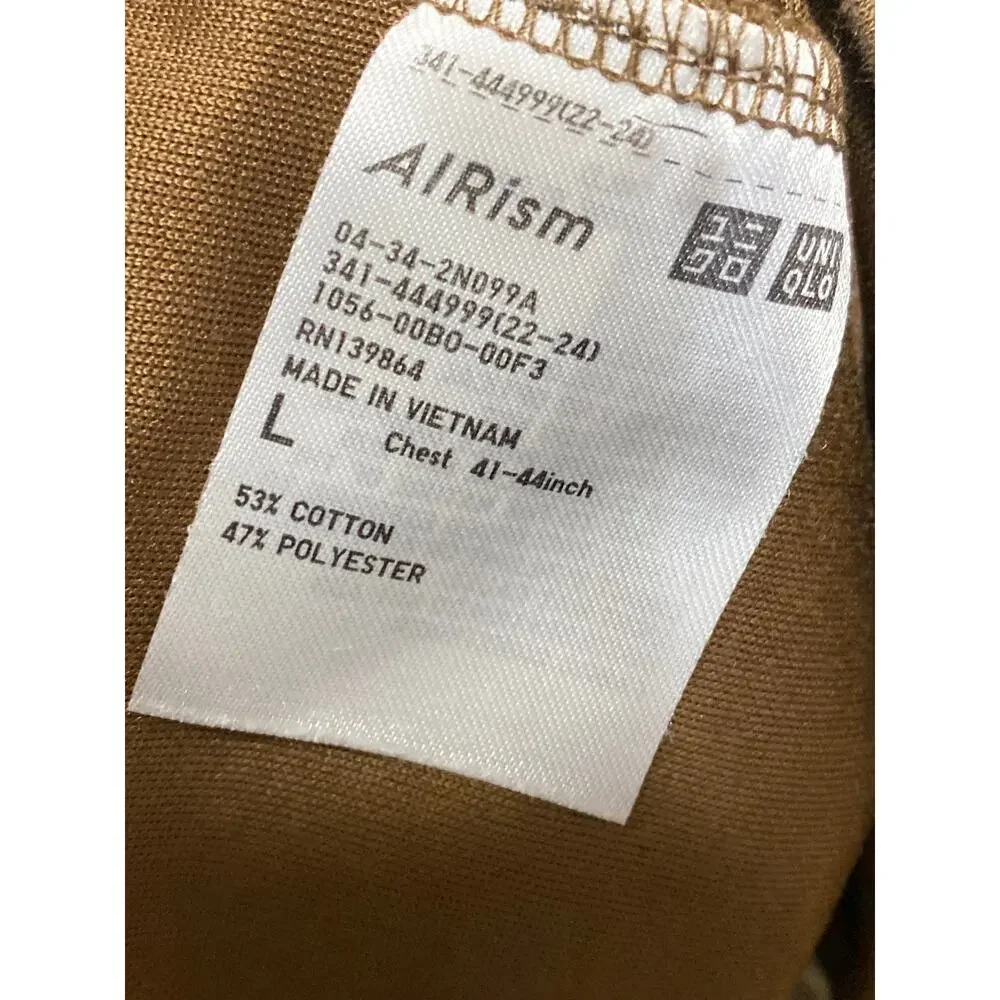 Uniqlo Airism Womens Brown Short Sleeve Crew Neck Basic Tee T-Shirt Top Size L - Picture 4 of 4